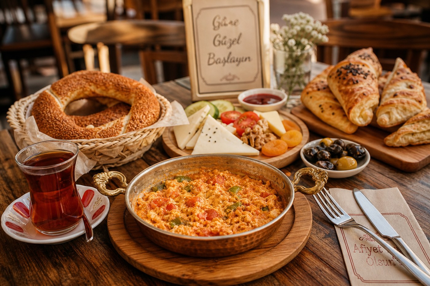 Geleneksel kahvaltı tabağı